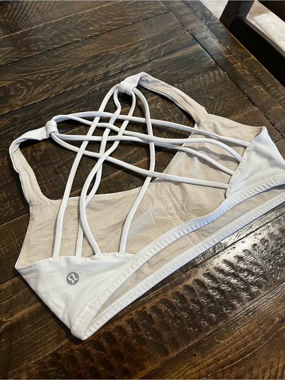 lululemon White Strappy Mesh-Back Sports Bra